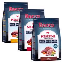 3 x 1 kg Rocco Mealtime - miešané skúšobné balenie - mix 1: hovädzie, kuracie, jahňacie