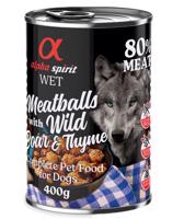 Alpha Spirit Dog Meatballs 6 × 400 g - 4 + 2 zdarma - diviačie a tymian