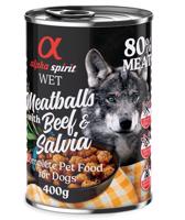 Alpha Spirit Dog Meatballs 6 × 400 g - 4 + 2 zdarma - hovädzie a šalvia