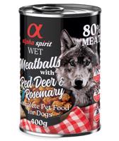 Alpha Spirit Dog Meatballs 6 × 400 g - 4 + 2 zdarma - jelenie a rozmarín