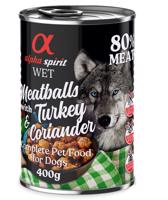 Alpha Spirit Dog Meatballs 6 × 400 g - 4 + 2 zdarma - morčacie a koriander