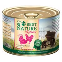 Best Nature Kitten 6 × 200 g - hydinové srdcia a ryža