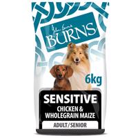 Burns Dog Adult & Senior Sensitive kuracie a celozrnná kukurica - výhodné balenie: 2 x 6 kg