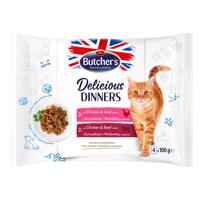 Butcher's Delicious Dinners Cat 32 x 100 g - mix: kuracie a pečeň, kuracie a hovädzie