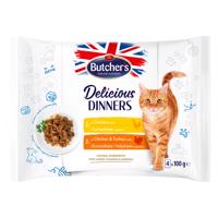 Butcher's Delicious Dinners Cat 32 x 100 g - mix: kuracie, kuracie a morčacie