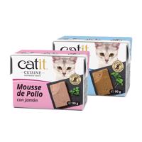 Catit Cuisine Mousse 12 x 90 g - výhodné balenie: tuniak s lososom a kuracie mäso so šunkou