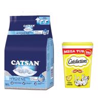 Catsan Hygiene podstielka 18l + Dreamies snack 2 x 350g - 15 % zľava - 18l + 2 x 350 g syrové Dreamies