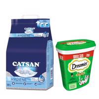 Catsan Hygiene podstielka 18l + Dreamies snack 2 x 350g - 15 % zľava - Hygiene podstielka  18 l + mačacia mäta 2 x 350 g