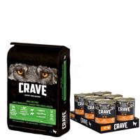 Crave Adult Dog 11,5 kg +  Crave konzervy 6 x 400 g - 15 % sleva! - 11,5 kg s jahňacím & hovädzím + 6 x 400 g kuracie a morčacie