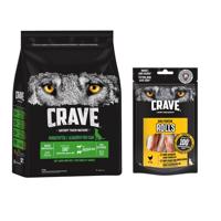 Crave Adult Dog 2,8 kg +  Crave High Protein Rolls 8 x 50 g - 15 % zľava - Adult Dog s jahňacím & hovädzím + kuracie