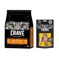 Crave Adult Dog 2,8 kg +  Crave High Protein Rolls 8 x 50 g - 15 % zľava - Adult Dog s morčacím & kuracím + kuracie