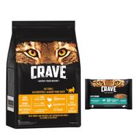 Crave granule 7 kg + Crave Pouch 4 x 85 g - 15% zľava - Adult Cat s kuraťom & moriakom