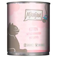 Ekonomické balenie MjAMjAM Kitten 24 x 800 g - šťavnaté kuracie mäso s lososovým olejom