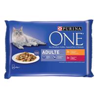 Ekonomické balenie PURINA ONE 8 x 85 g - Kuracie a hovädzie mäso pre dospelých