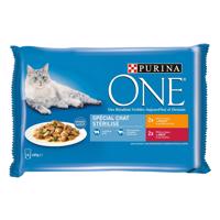 Ekonomické balenie PURINA ONE 8 x 85 g - Sterilcat kuracie a hovädzie mäso