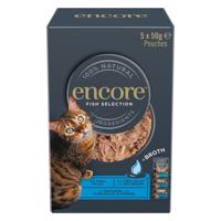 Encore Cat Pouch vo vývare 5 × 50 g - fish selection (3 druhy)