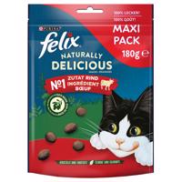 Felix Naturally Delicious maškrty pre mačky - hovädzie s kustovnicou čínskou (3 x 180 g)