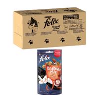 Felix ("So gut...") kapsičky 120 x 85g + Felix snack 60g zdarma - hovädzie a hydina, morčacie s pečeňou, kuracie a ľadviny, kačacie a jahňacie