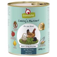 GranataPet Liebling's Mahlzeit 12 x 800 g - kuracie s paštrnákom, bazalkou, bazou a ľanovým olejom