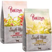 Miešané balenie Purizon 2 x 400 g - single meat: kuracie s kvetmi harmančeka & hovädzie s kvetmi ibišteka