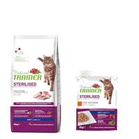 Natural Trainer, 10 kg + kapsičky 12 x 85 g za skvelú cenu -  Sterilised s morčacím 10 kg +  12 x 85 g morčacie