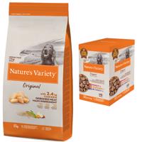 Nature's Variety granule + Nature´s Variety Paté zdarma - Medium/Maxi Adult kuracie 12 kg + hovädzie, kuracie, morčacie 4 x 300 g