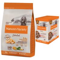 Nature's Variety granule + Nature´s Variety Paté zdarma - Medium/Maxi Adult kuracie z voľného chovu 12 kg + hovädzie, kuracie, morčacie 4 x 300 g