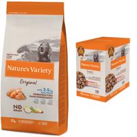 Nature's Variety granule + Nature´s Variety Paté zdarma - Medium/Maxi Adult losos 12 kg + - hovädzie, kuracie, morčacie 4 x 300 g