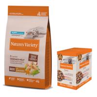 Nature's Variety granule + Nature´s Variety Paté zdarma - Medium/Maxi kuracie mäso 10 kg + hovädzie, kuracie, morčacie 4 x 300 g