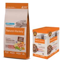 Nature's Variety granule + Nature´s Variety Paté zdarma - Medium/Maxi losos 12 kg + hovädzie, kuracie, morčacie 4 x 300 g