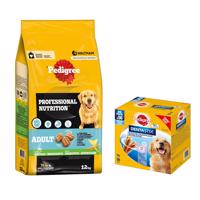 Pedigree Professional Nutrition 12kg + Dentastix Large 56ks - 15% zľava -  Adult s hydinou a zeleninou + Stix každodenná starostlivosť o zuby 56 ks Large pre veľkých psov (>25 kg)