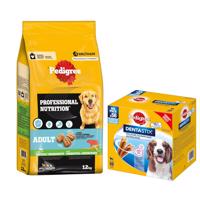 Pedigree Professional Nutrition 12kg + Dentastix Medium 56ks - 15% zľava - Adult s hovädzím mäsom a zeleninou 12 kg + Stix každodenná starostlivosť o zuby 56 ks Medium - pre stredne veľkých psov (10-25 kg)