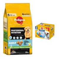 Pedigree Professional Nutrition 12kg + Dentastix Small 56ks - 15% zľava - Adult s hydinou a zeleninou 12 kg +  56 ks Small - pre mladých & malých psov (5-10 kg)