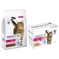 Perfect Fit granuly, 7 kg + 48 x 85 g Mixpack kapsičky - 15 % zľava - Adult 1+ s lososom  +  Mixpack 48 x  85 g