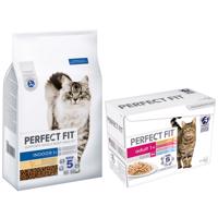 Perfect Fit granuly, 7 kg + 48 x 85 g Mixpack kapsičky - 15 % zľava -  Indoor 1+ kuracie  +  Mixpack 48 x  85 g