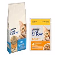 PURINA Cat Chow, 15 kg + 26 x 85 g Cat Chow kapsičky - 15 % sleva - Special Care 3 v 1 s moriakom 15 kg + kuracie 26 x 85 g