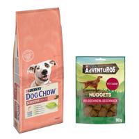 Purina Dog Chow 14 kg + AdVENTuROS Nuggets zdarma - Adult Sensitive Salmon