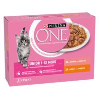 PURINA ONE Junior 8 x 85 g - kuracie a losos