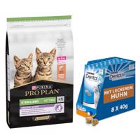 PURINA PRO PLAN, 10 kg + PURINA Dentalife snack  zdarma - Sterilised Kitten Healthy Start s lososom - 10 kg +   Dentalife snack dobrý na zuby s kuracou príchuťou