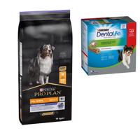 PURINA PRO PLAN granule + Dentalife snacky zdarma - All Size Adult Performance (14 kg) + 24 tyčiniek