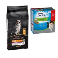 PURINA PRO PLAN granule + Dentalife snacky zdarma - Medium & Large Adult 7+ Age Defence (14 kg) + 24 tyčiniek