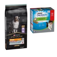 PURINA PRO PLAN granule + Dentalife snacky zdarma - Medium & Large Adult Sensitive Digestion bez obilnín (12 kg ) + 24 tyčiniek