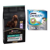 PURINA PRO PLAN granule + Dentalife snacky zdarma - Small & Mini Adult Sensitive Digestion bez obilnín (7 kg) + 60 tyčiniek