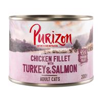 Purizon Adult 12 x 200 g - kuracie s morčacím a lososom