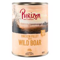 Purizon Adult 12 x 400 g - bez obilnín - kuracie filety s diviakom