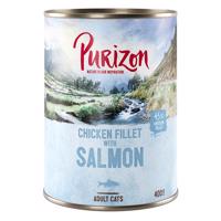 Purizon Adult 12 x 400 g - bez obilnín - kuracie filety s lososom