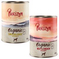 Purizon Organic 6 x 400 g - mix I: 3 x kuracie a husacie, 3 x hovädzie a kuracie