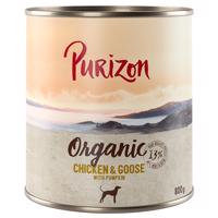 Purizon Organic 6 x 800 g - kuracie a husacie s tekvicou