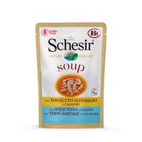 Schesir Cat Soup 12 x 85 g  - divoký tuniak a chobotničky