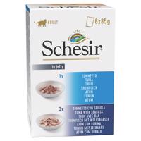 Schesir Jelly Pouch 6 x 85 g - mix tuniak + tuniak s morským vlkom